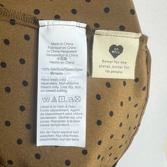 MADEWELL SILK CARMELINA POLKA DOT BUTTON UP FLUTTER SLEEVE BLOUSE SIZE 2 - Picture 7 of 7